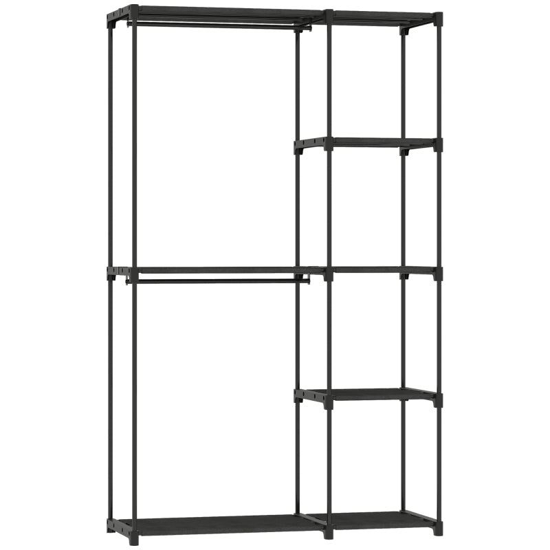 Fabric Wardrobe with Clothes Rail & Shelves 111x43x185 cm - Black