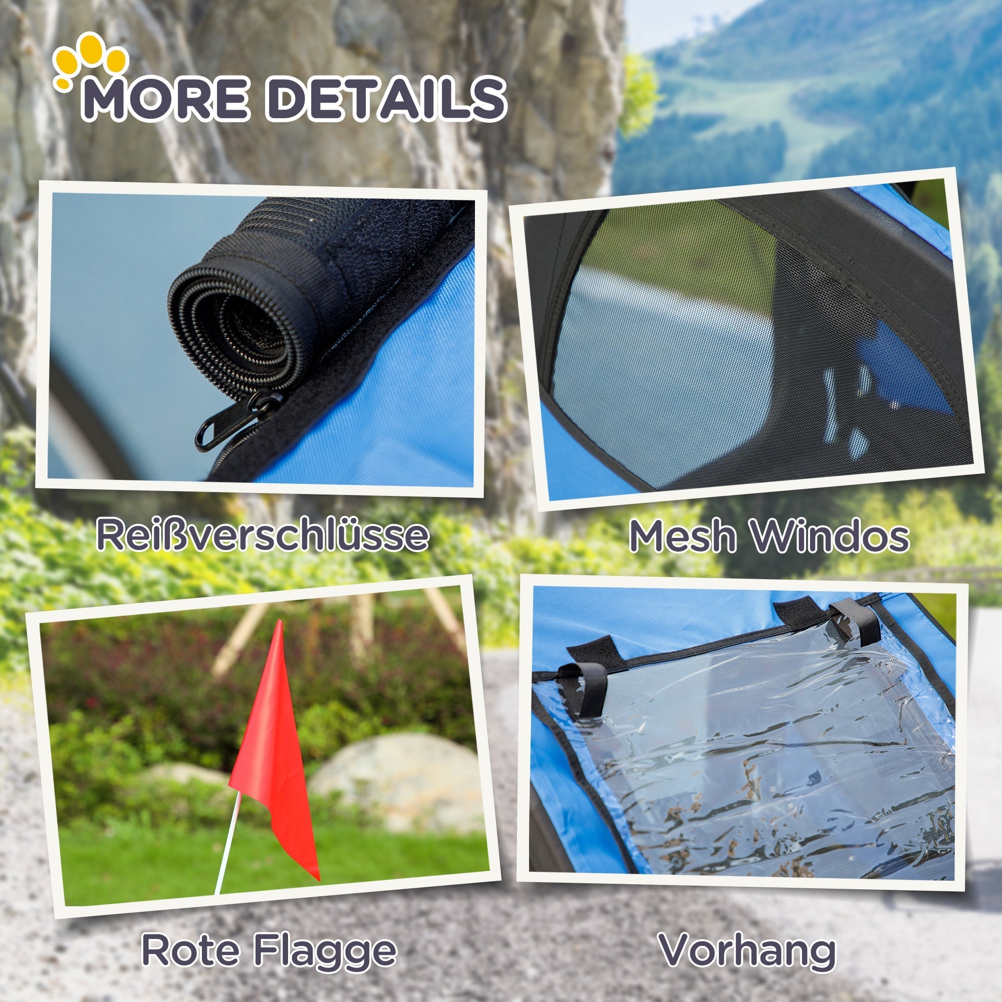Hundeanhänger, Faltrad, wasserabweisend, Blau