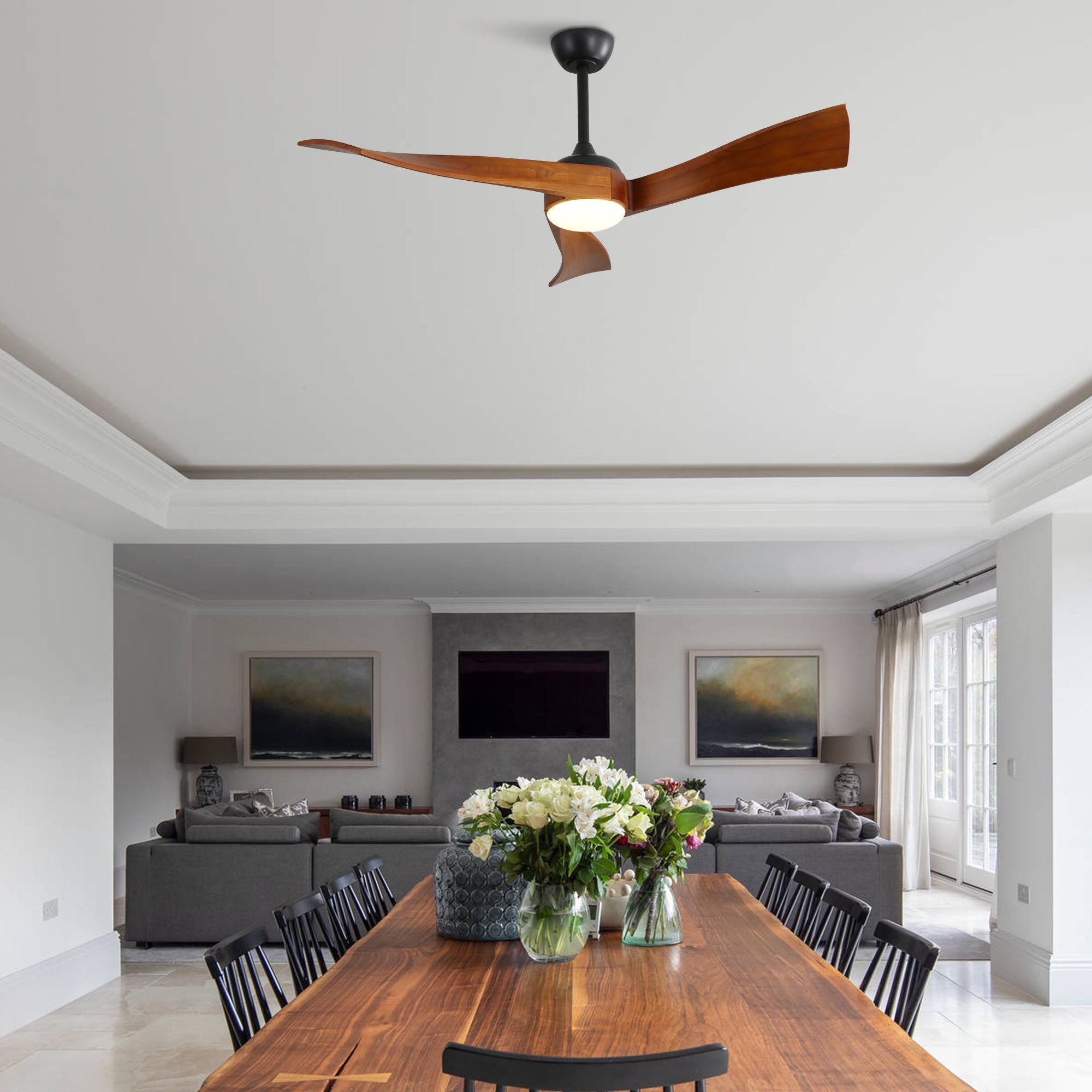 52-inch Ceiling Fan with Light, 6 Speed Settings, Energy-Saving DC Motor, Remote Control