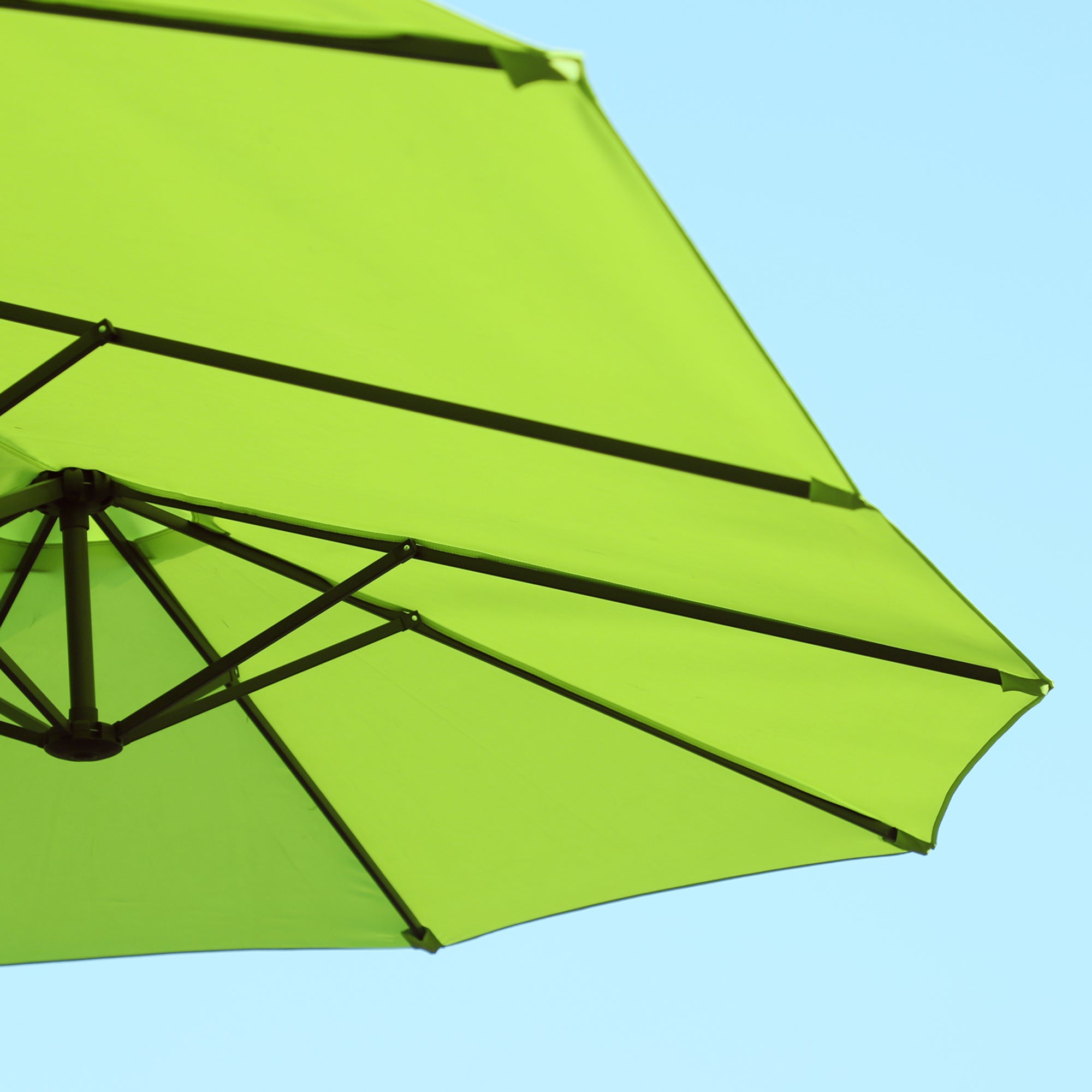 parasol garden umbrella 460 x 270cm oval with hand crank double, green