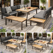 Outdoor Garden Lounge Furniture Set for 6-7 People, Galvanised Iron Frame, Grey