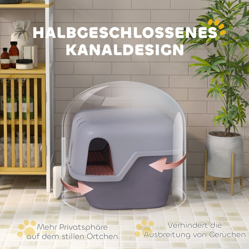 Katzentoilette mit Deckel, Schaufel, leicht zu reinigen, verschließbar, Lila