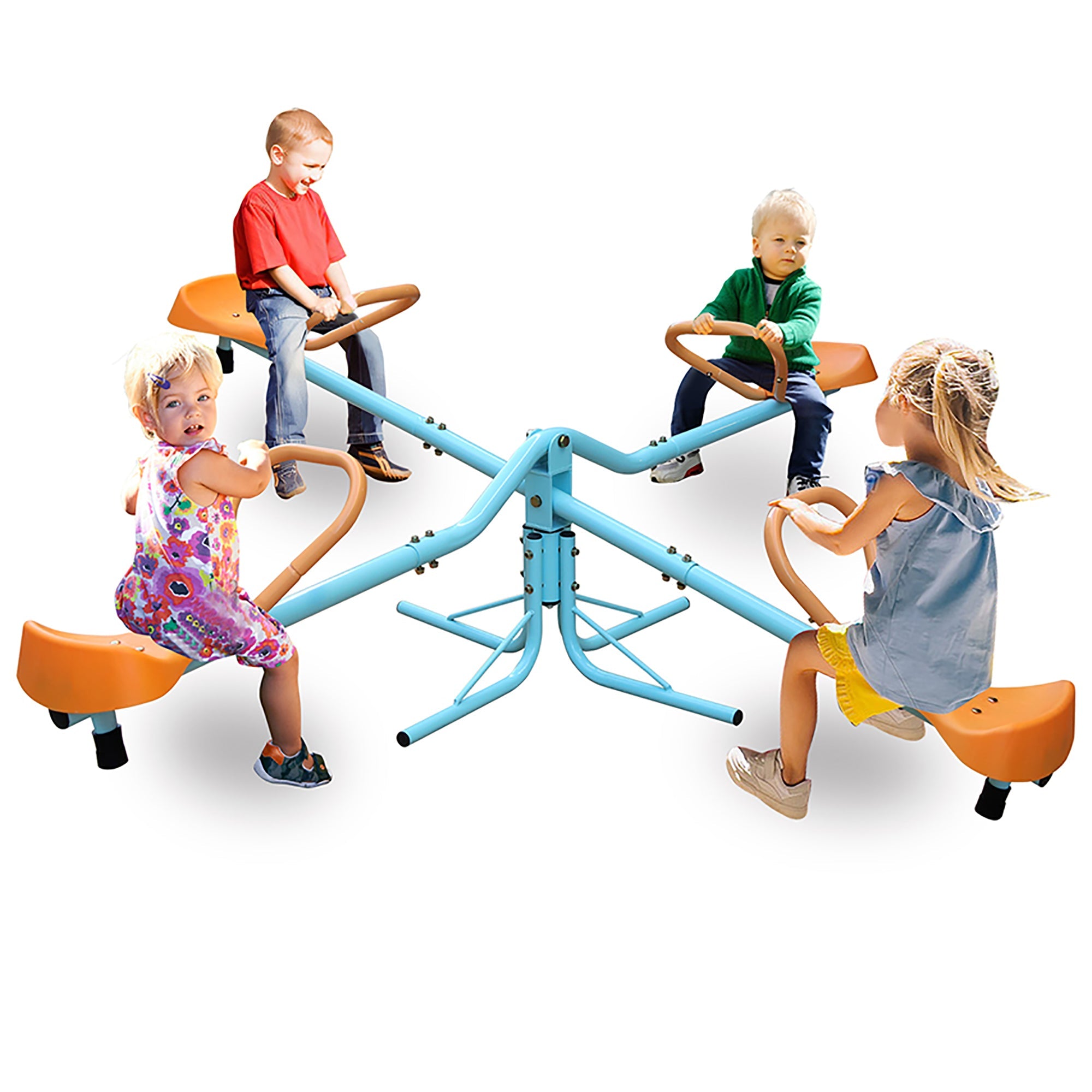 Seesaw - Heavy-Duty Steel Frame, Anti-Slip (Blue, Orange)