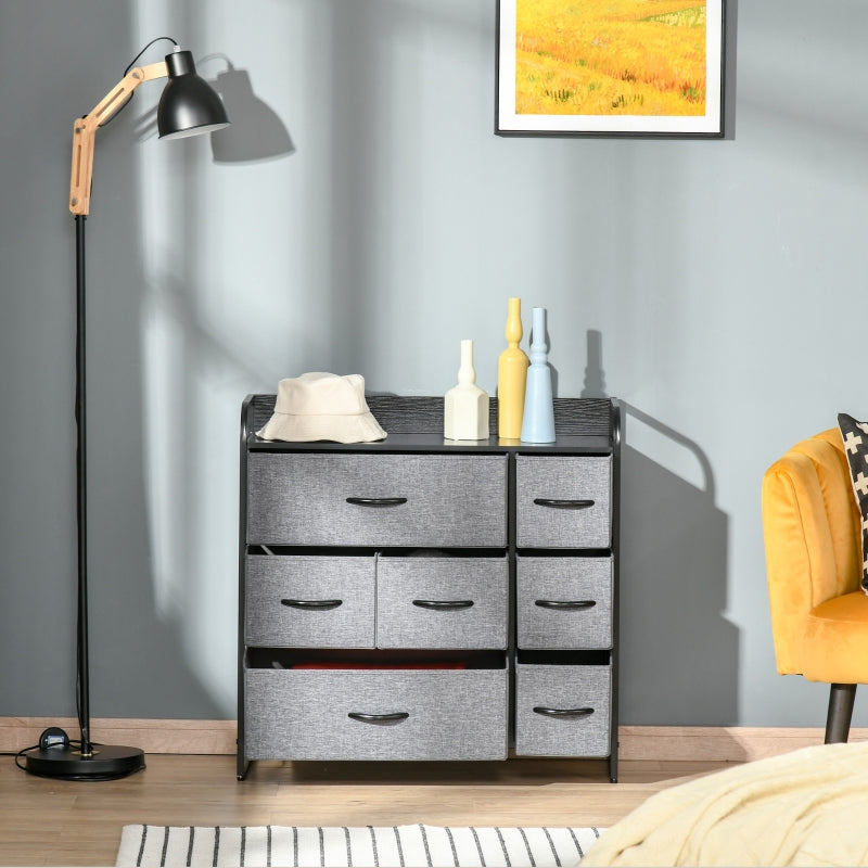 Chest of Drawers 7 Foldable Drawers 3-Tier Fabric Grey