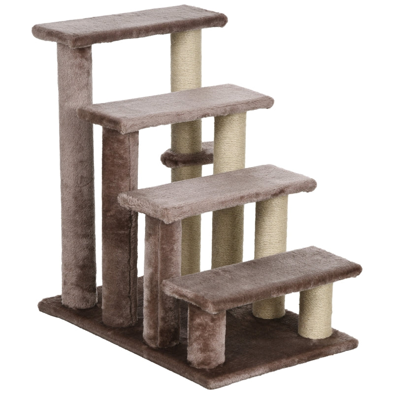 Haustiertreppe Kratzbaum, 4-Stufen für Tiere bis 5 kg, Braun