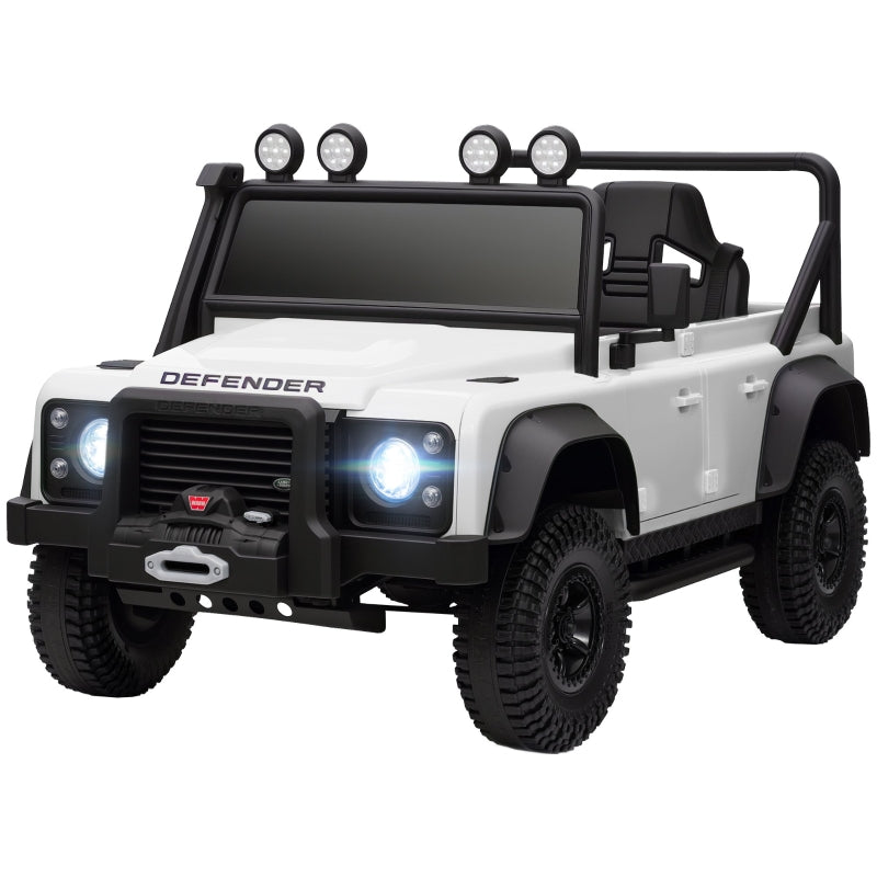 AIYAPLAY Children's Electric Car, 12V Battery, Remote Control, LED Lights, White