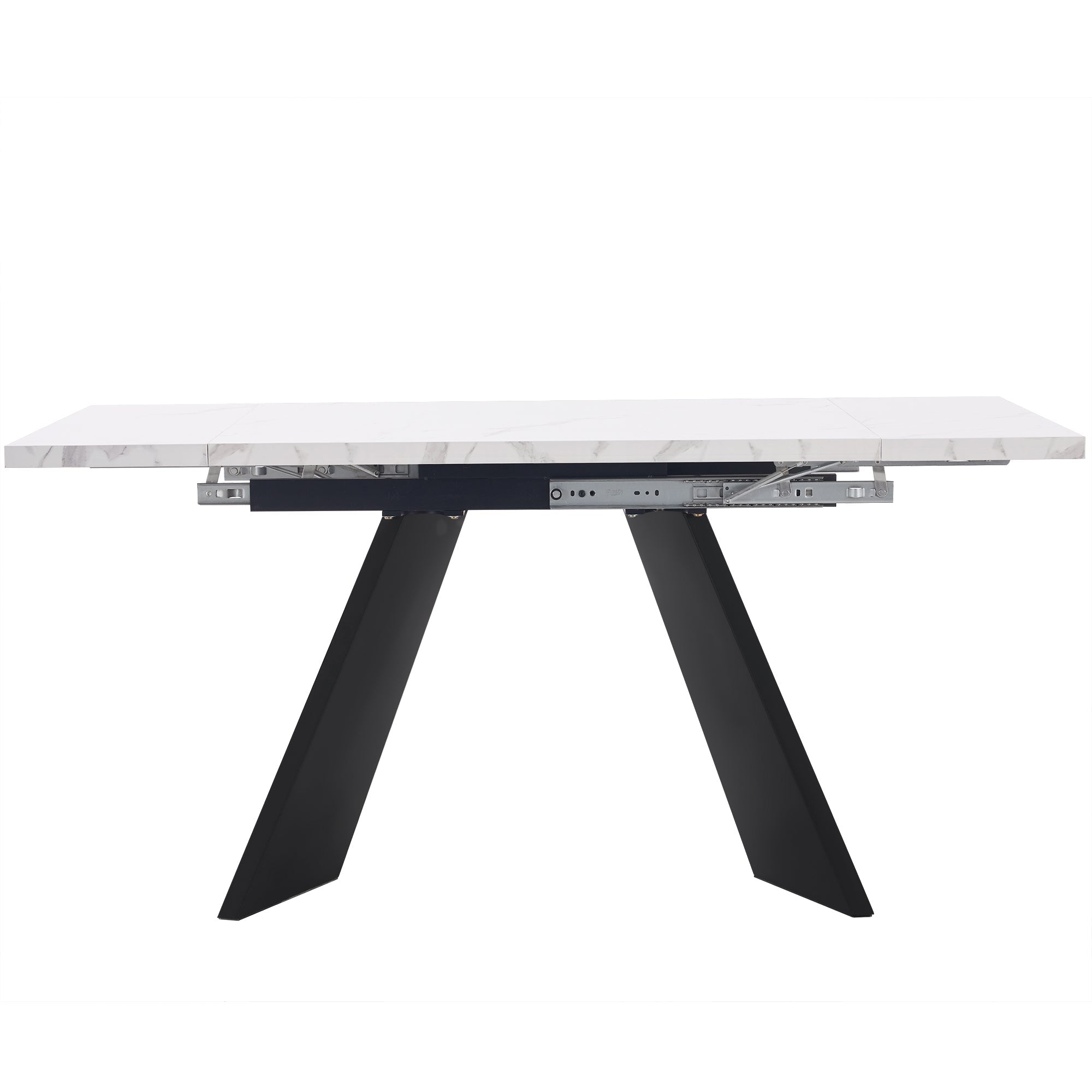 5-Piece Dining Set Extendable Table 160x80cm with 4 Grey Velvet Chairs White