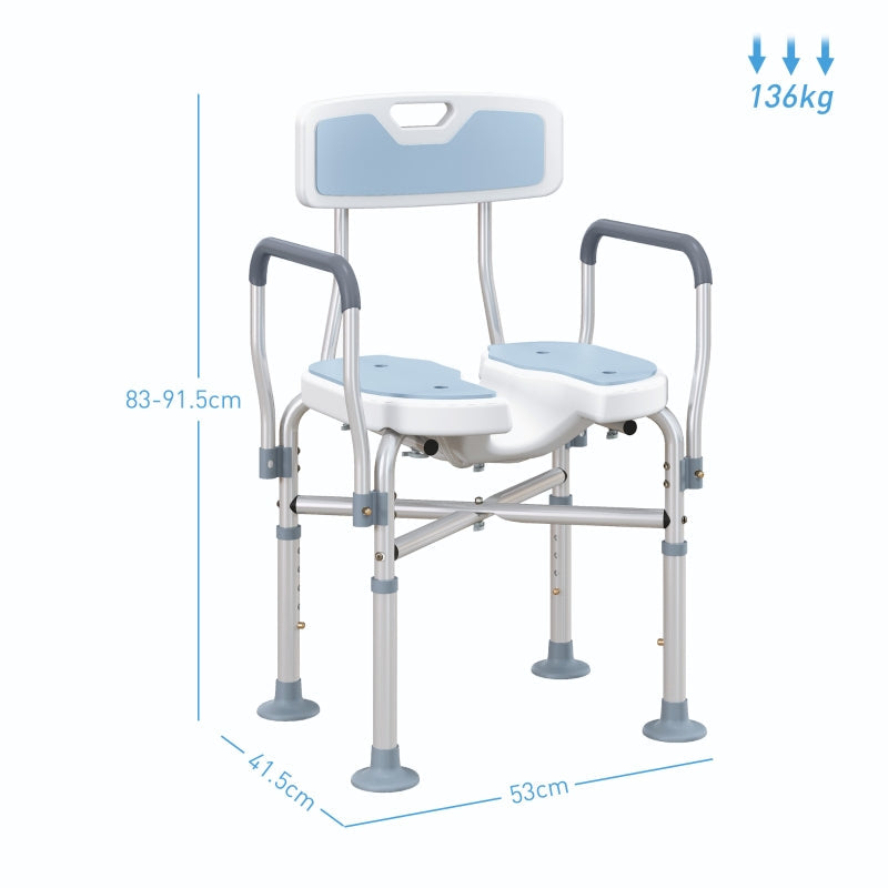 Aluminium Shower Chair Padded Seat Light Blue