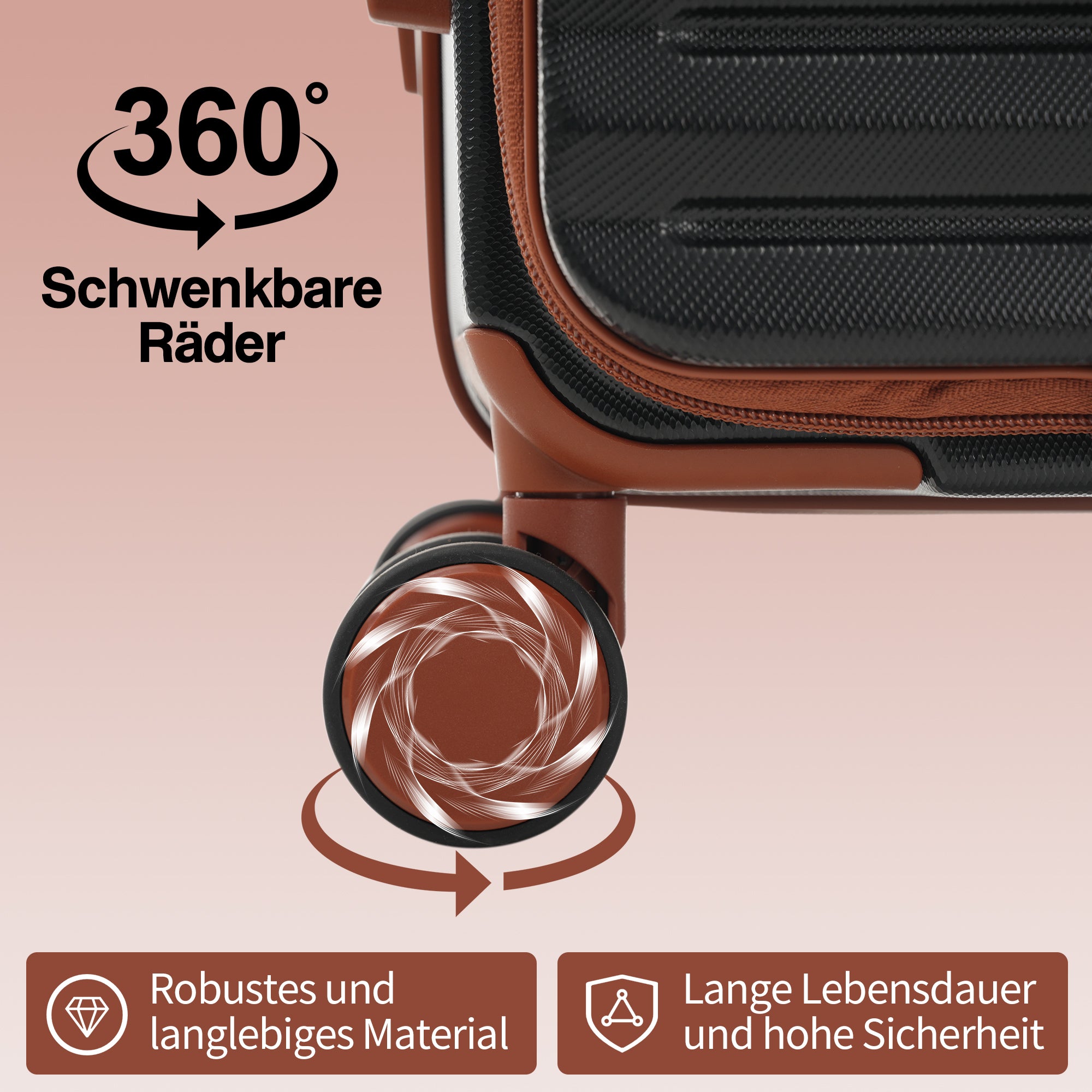 Three-piece Luggage Set – Front-Opening, Foldable Cup Holders, TSA Lock, 360° Wheels, ABS Material