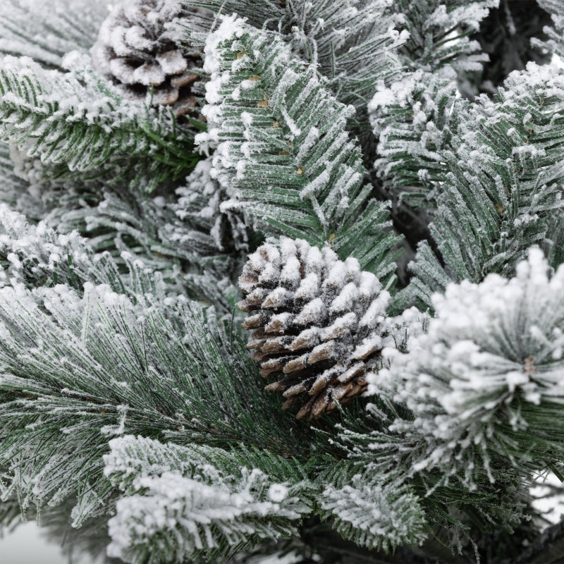 Christmas Tree with LED Lights, Set of 2, 107 cm, Pine Cones, Red Berries, Green/White