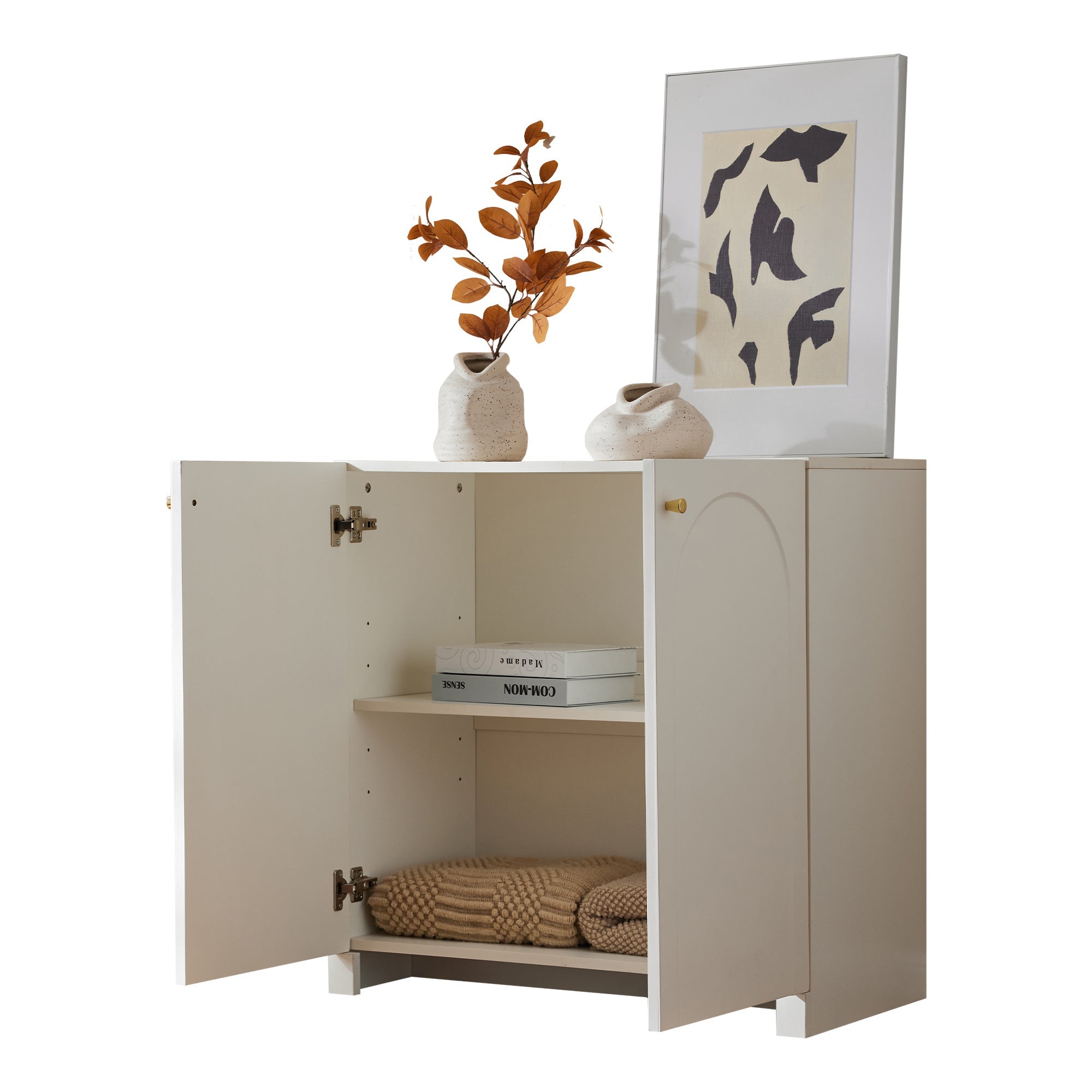 sideboard 2 door cabinet 80 x 40 x 80 cm cream-white
