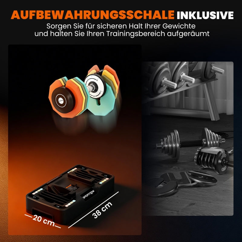 Adjustable Dumbbell with 5-25kg Weight Range and Non-Slip Grip, Black