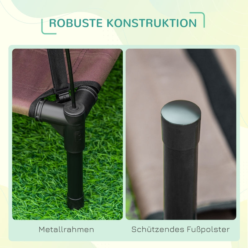 Outdoor-Haustierbett, erhöhtes Hundebett mit Überdachung, Taftgewebe, Kaffee