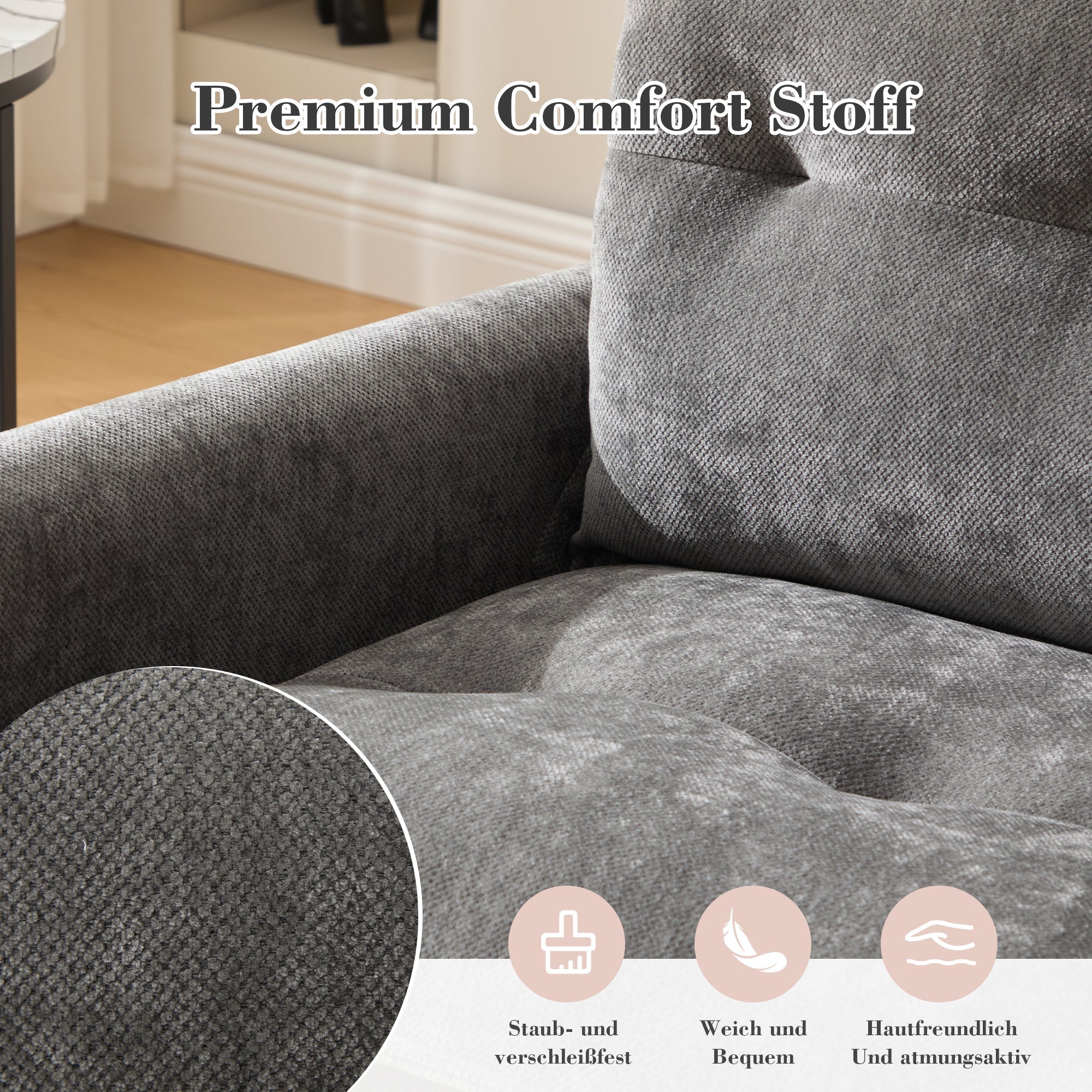 Lounge Chair, 360° Rotating Single Sofa with Armrests & Cushions, Modern Style