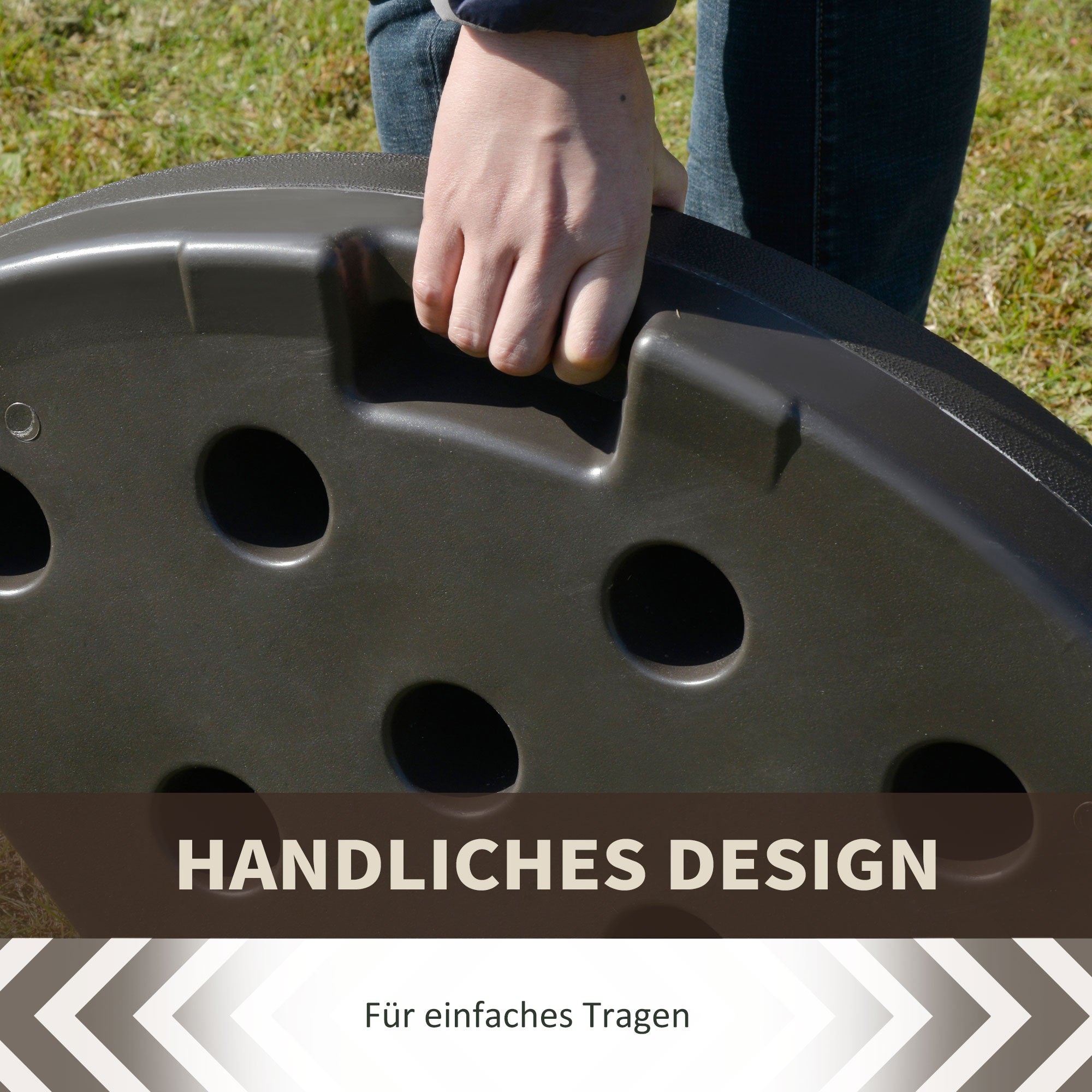 Parasol Base Fillable 17kg Water/25kg Sand HDPE, Coffee Color