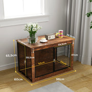 Dog Crate, 2-Door Lockable, Brown