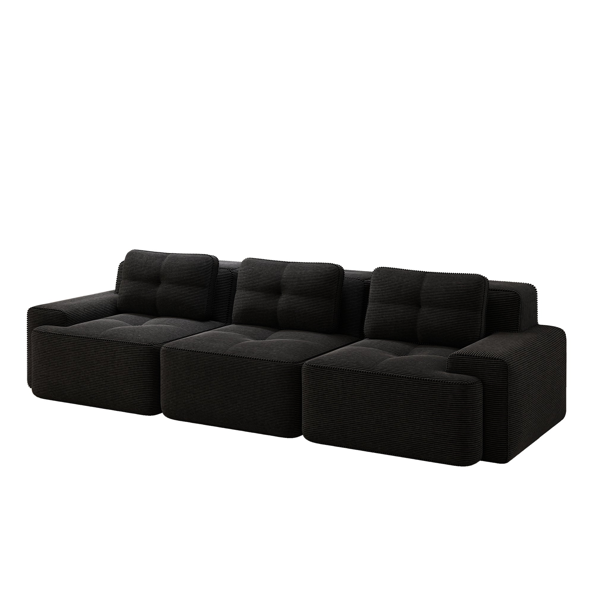 Cloud Modular Sofa Boneless Oversized Corner 3-Seater Corduroy Black