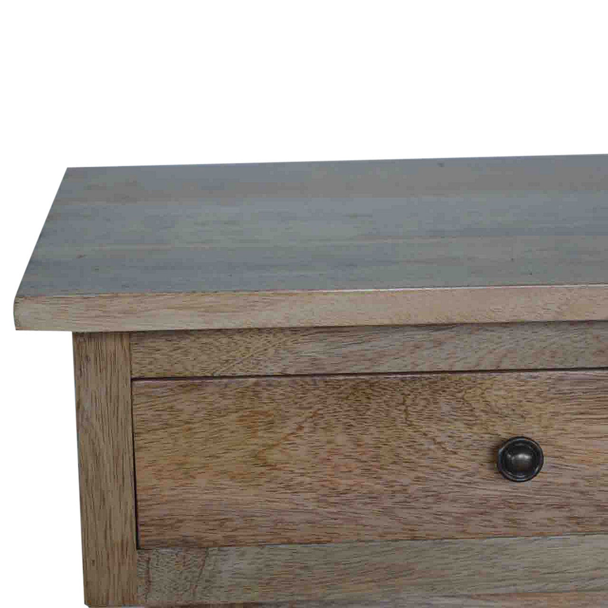 Solid Wood Console Table with 2 Drawers, Beige