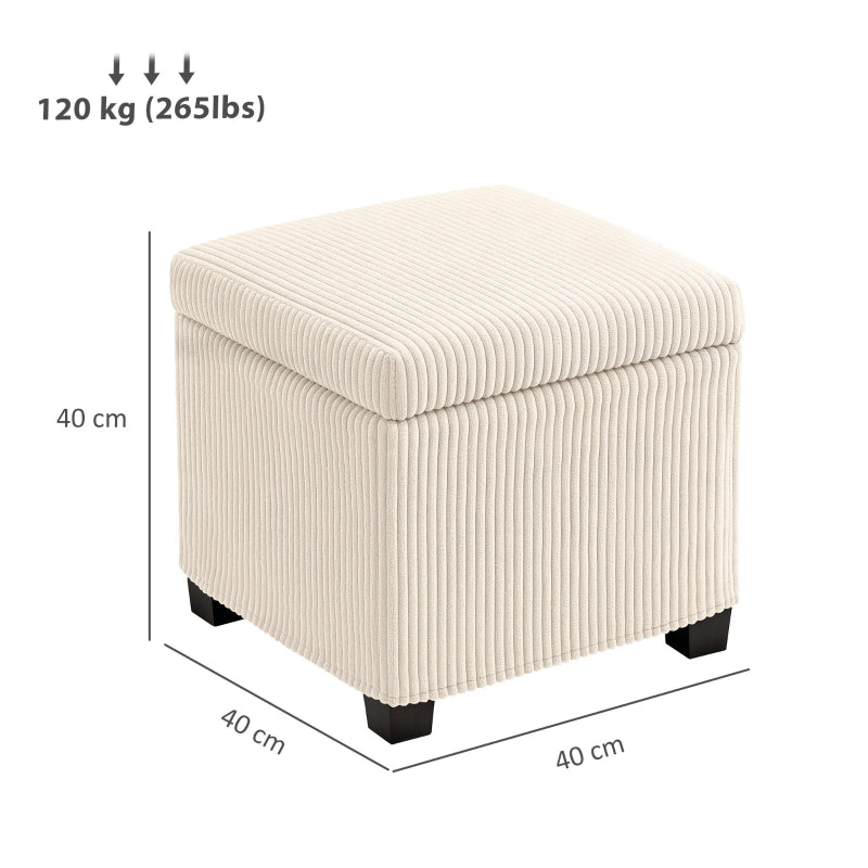 Storage Ottoman Bench Footstool 40cm Storage Chest Corduroy Beige