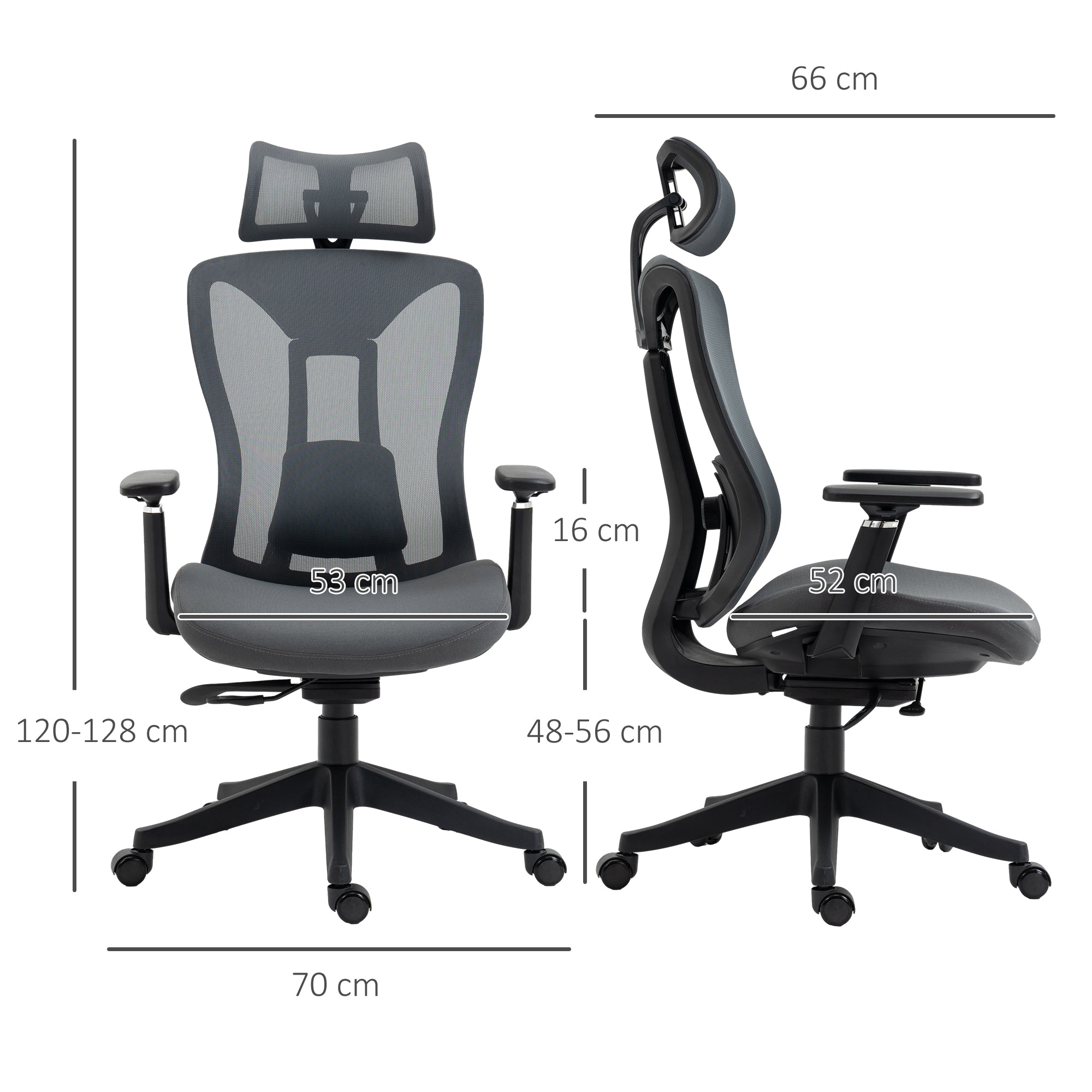 Office Chair Ergonomic Desk Chair Reclining Function Mesh Gray