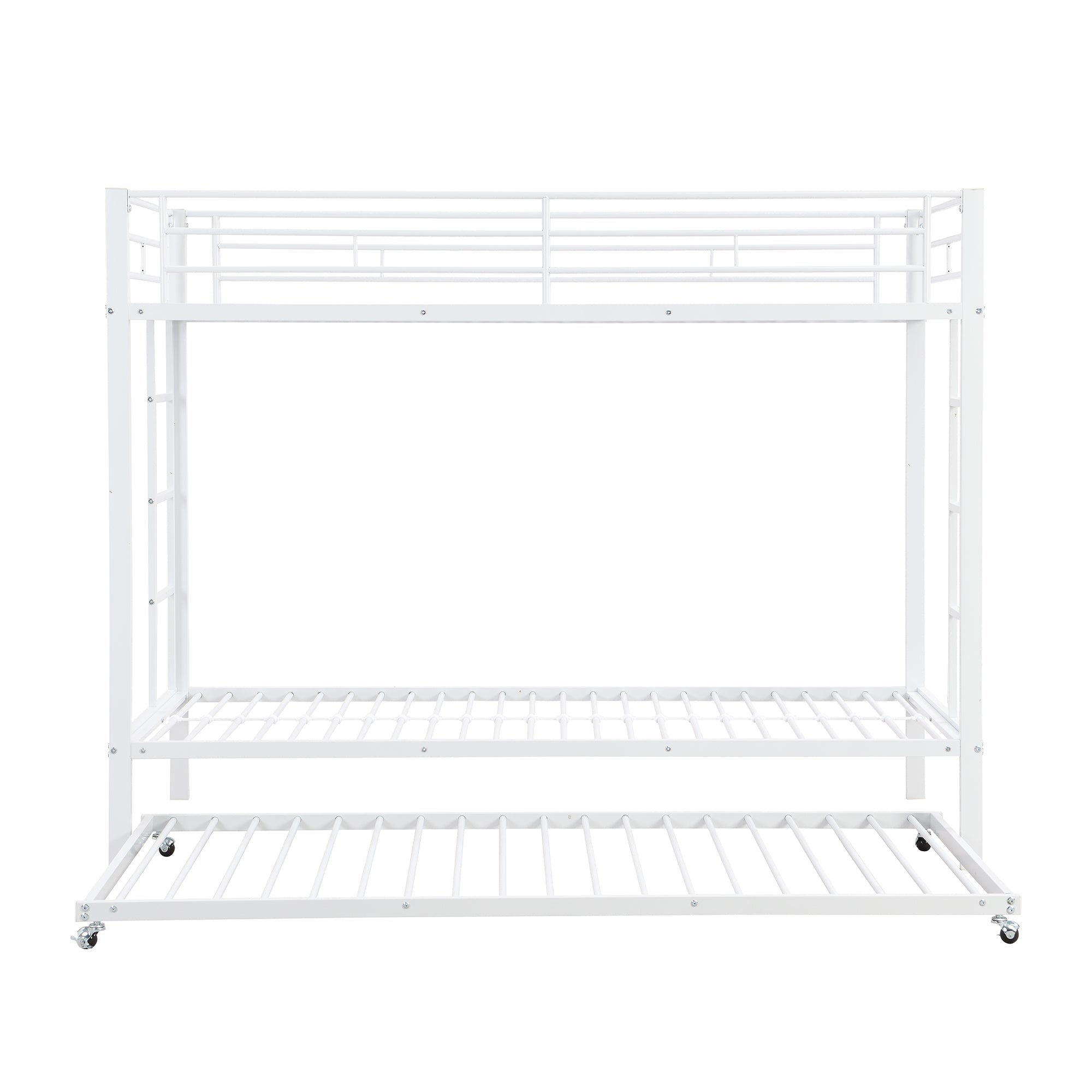 Bunk Bed 90x200cm Pull-out Bed High Railings - White