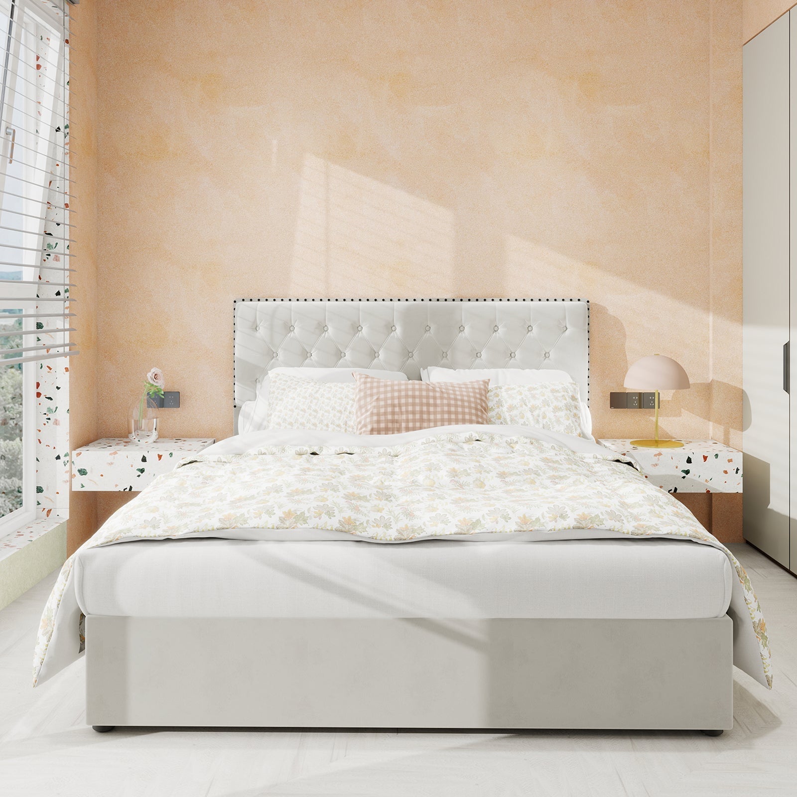 Modern Minimalist Soft Bed, 140*200CM, Beige