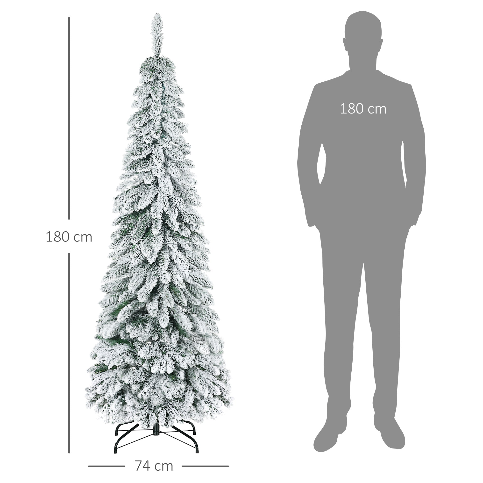 Artificial Christmas Tree with Snow and Stand, 180 cm, Green