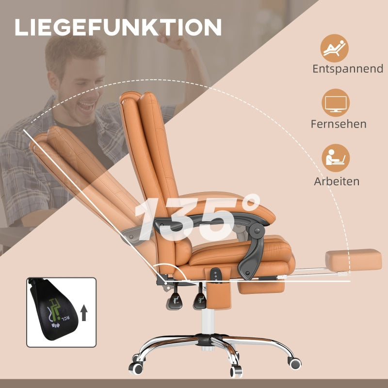 Vinsetto Office Chair, Massage Heating Swivel Reclining, Light Brown