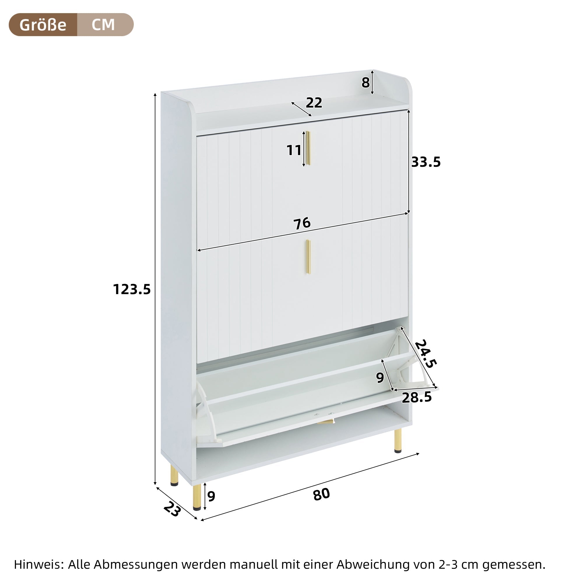 Shoe Cabinets 2-Pack 3-Door 6-Compartment Adjustable Anti-Tip White