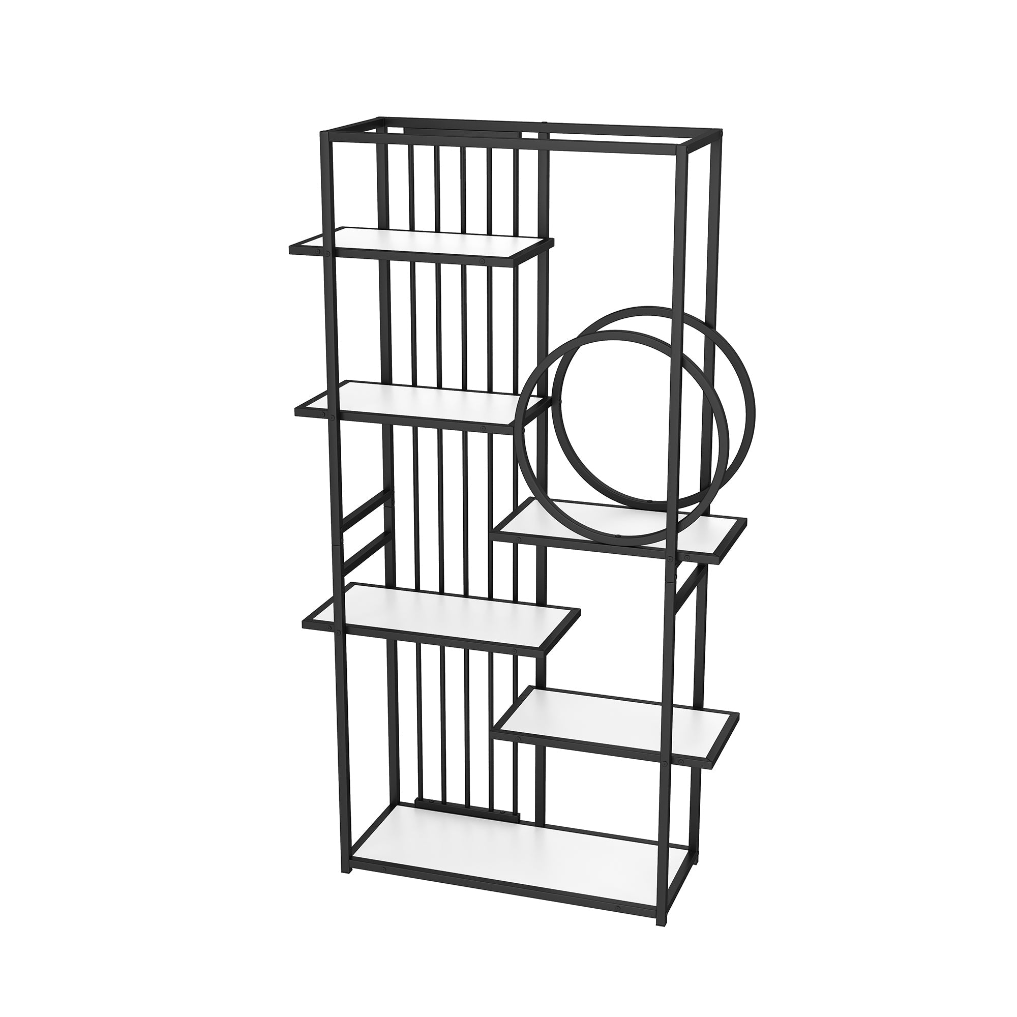Metal Shelf 100x30x180cm Multi-Tier Modern Style - White/Black