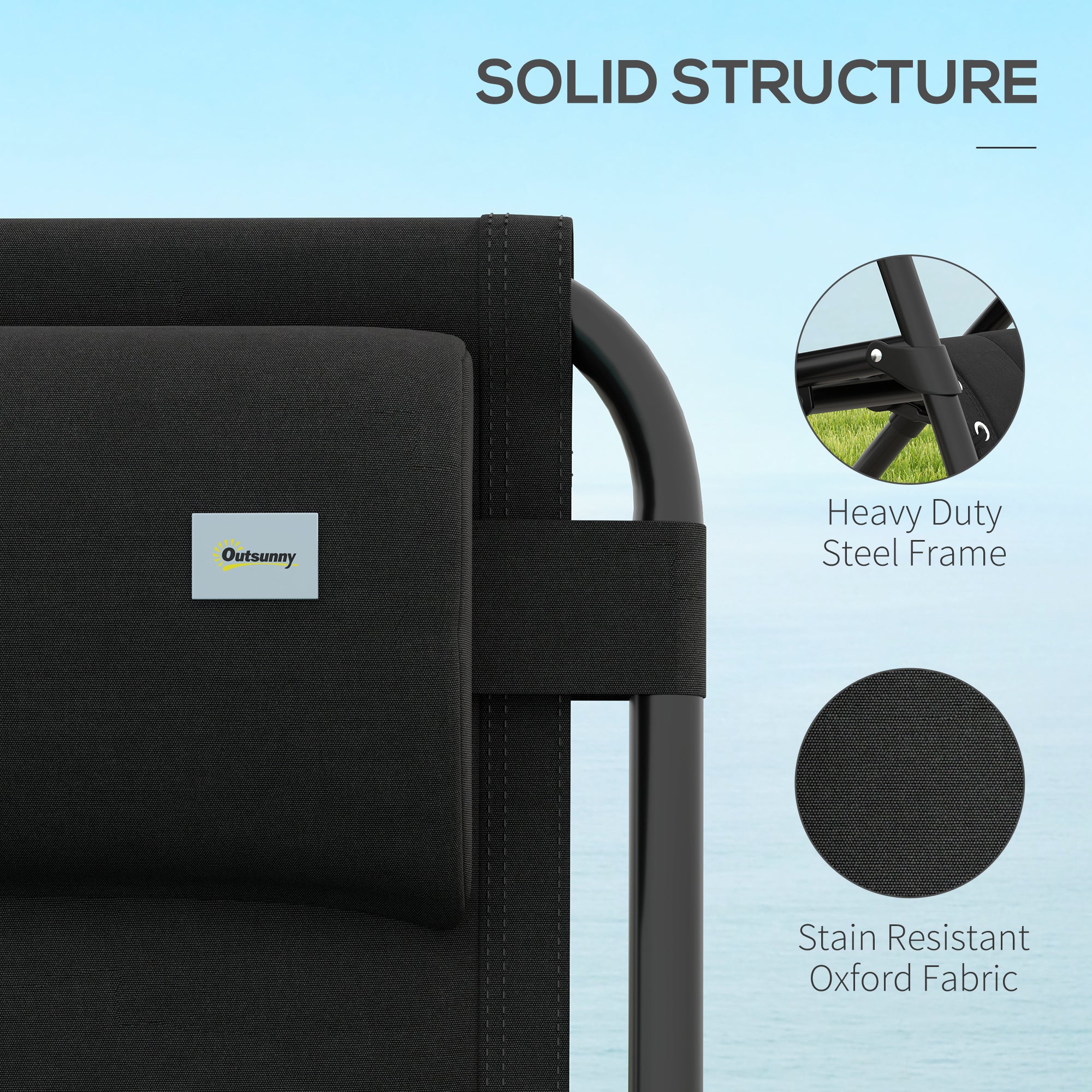 Zero Gravity Lounger Chair Set of 2, Folding Reclining with Padded Seat and Cup Holder, Black