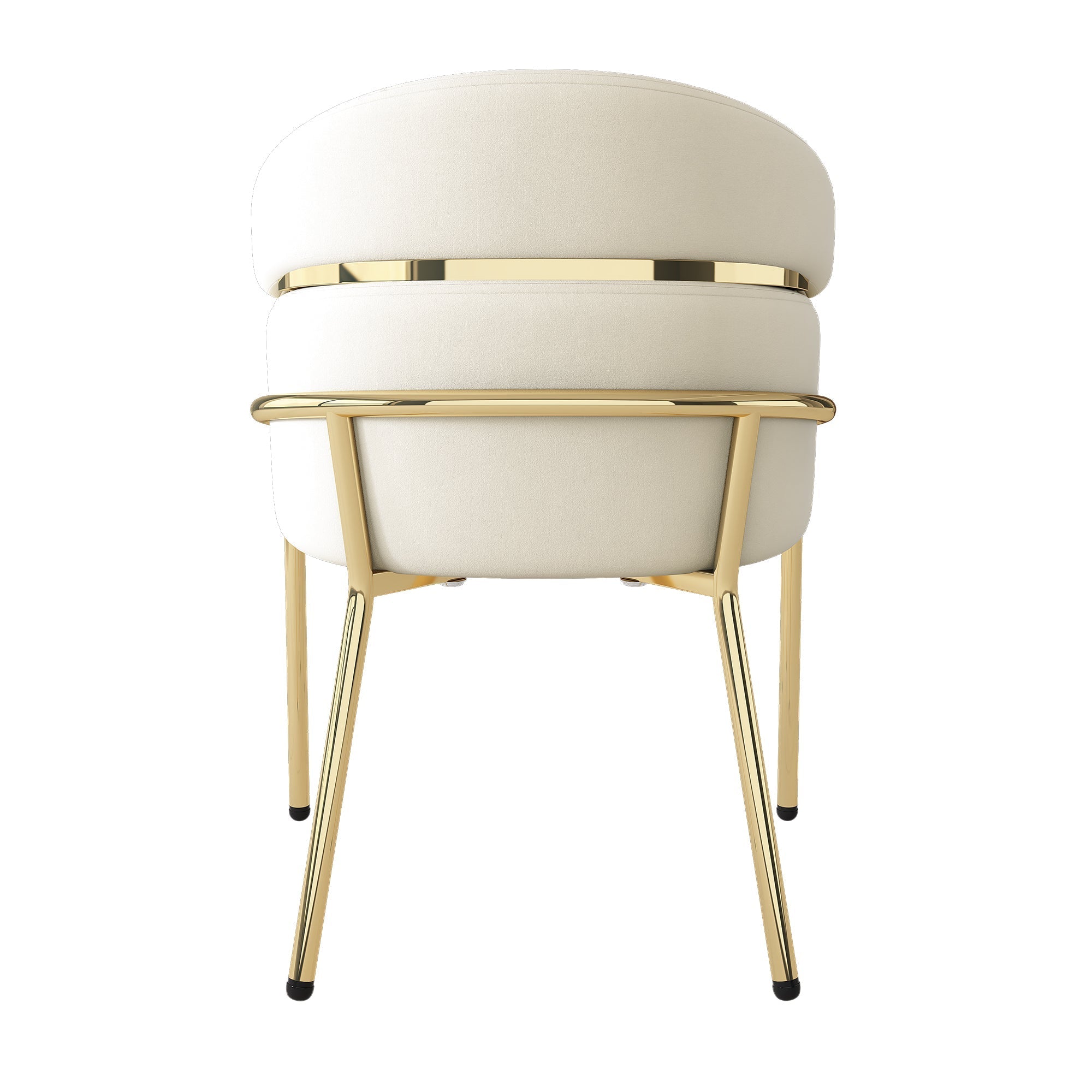 Set of 2 Dining Chairs with Metal Legs and Lightweight Luxury Design, Beige Velvet