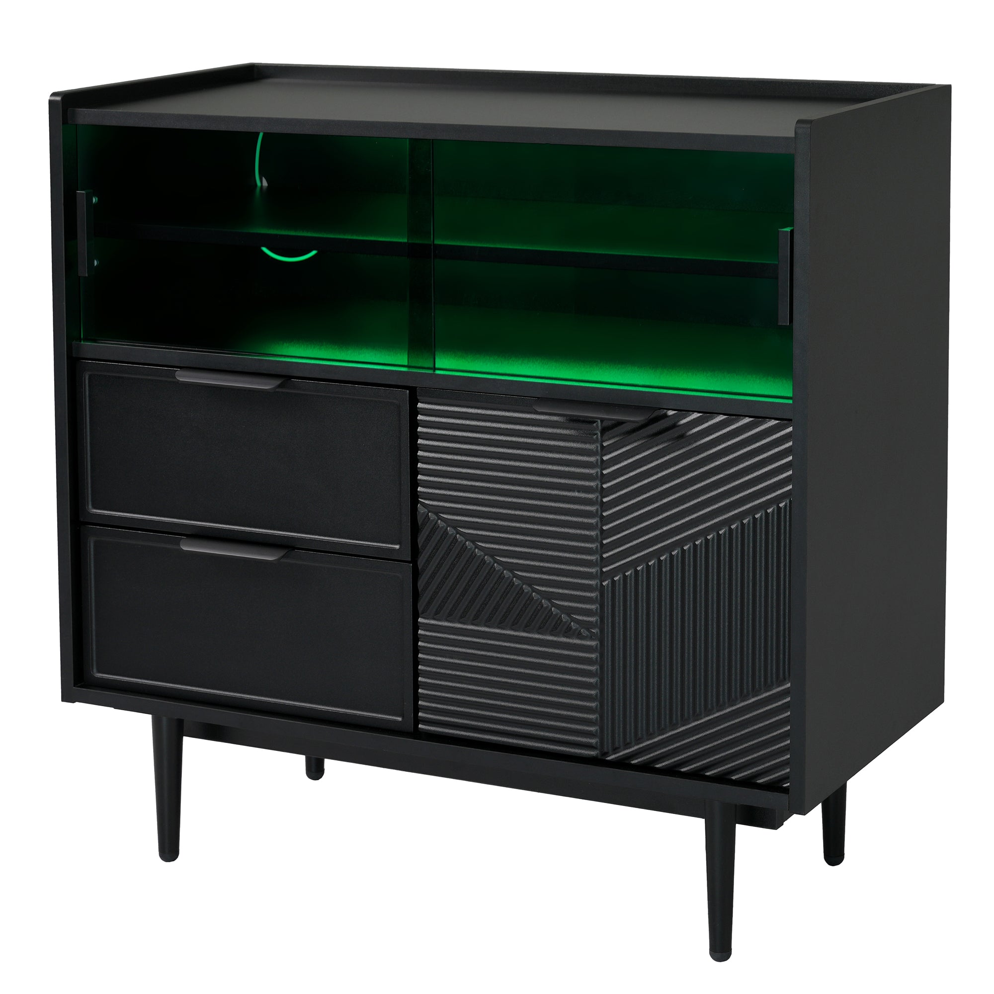 Storage Cabinet Sideboard 80 cm Glass Door, Light Strip
