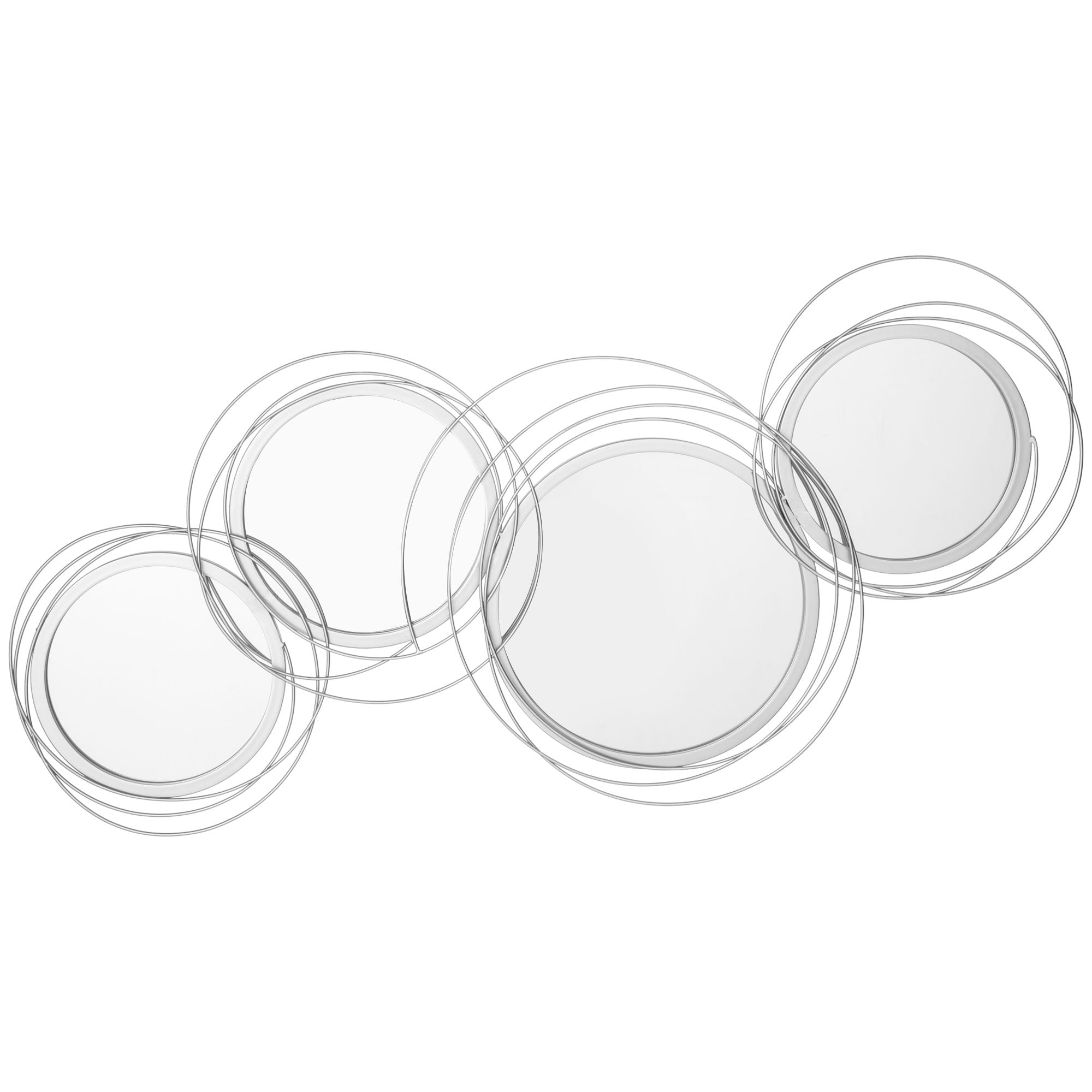 Mirrors Set, 3-Piece 4 Round Wall Decoration, Metal, Silver