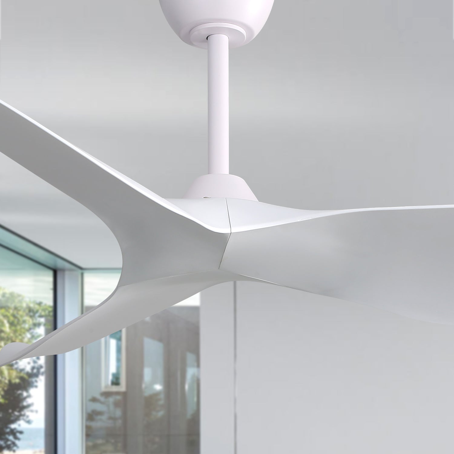 52-inch Indoor Ceiling Fan, 6 Speeds, 3 ABS Blades, Reversible DC Motor, White