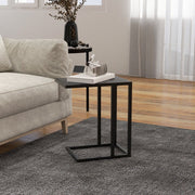 C Shape Bedside Table, Narrow Snack End Table Wood-Effect Top, Black