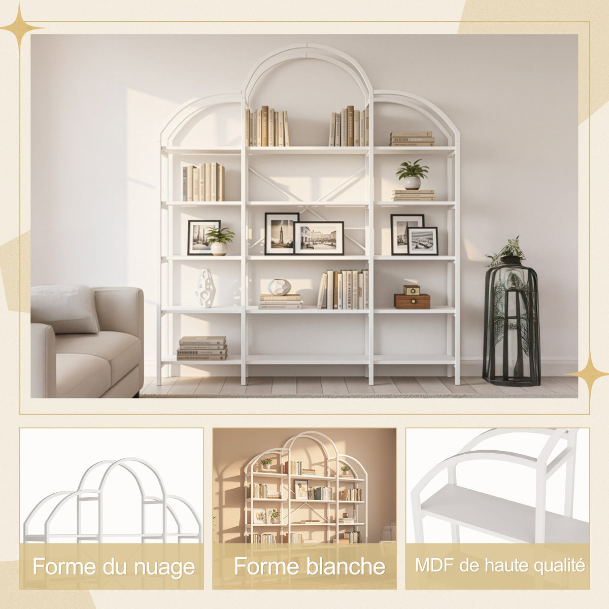 Shelf 170x26x190cm 5-Tier Cloud Shape - White