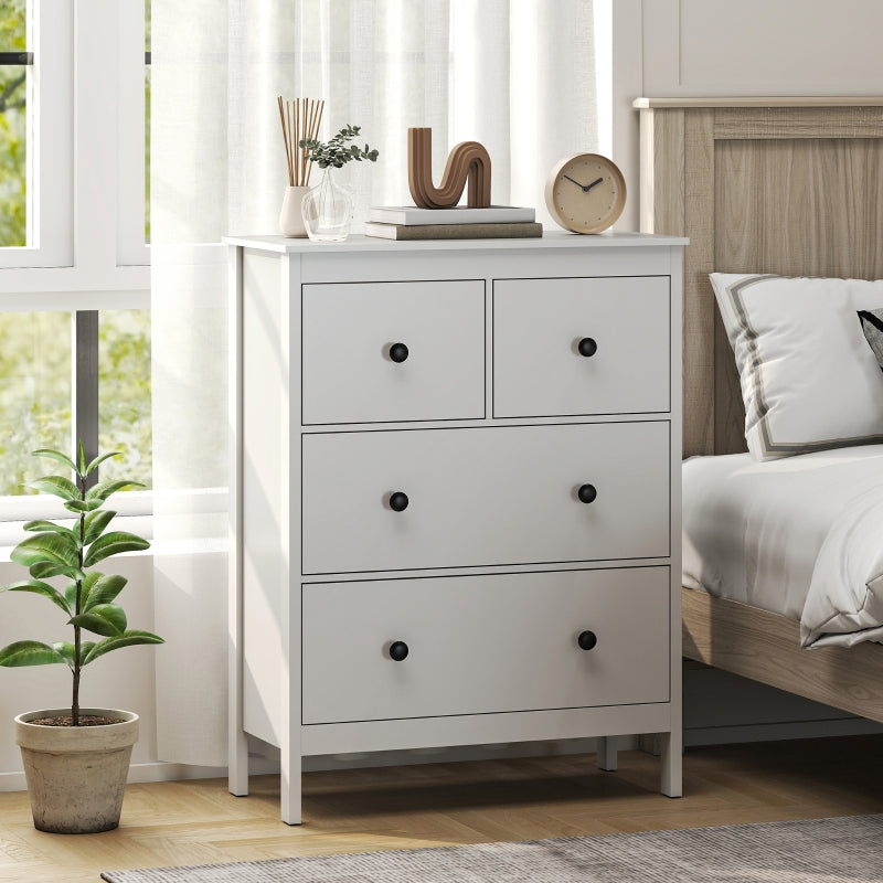 chest of drawers, 4 drawers for clothes and linen, chipboard white