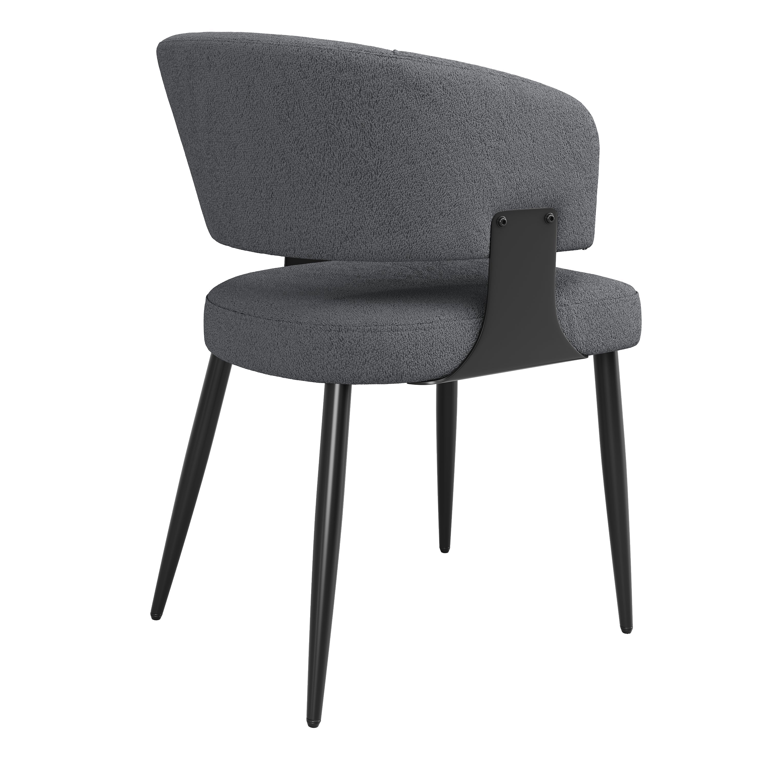 Ergonomic Dining and Vanity Chair Set of 2 with Curved Backrest, Beige and Grey Flannel