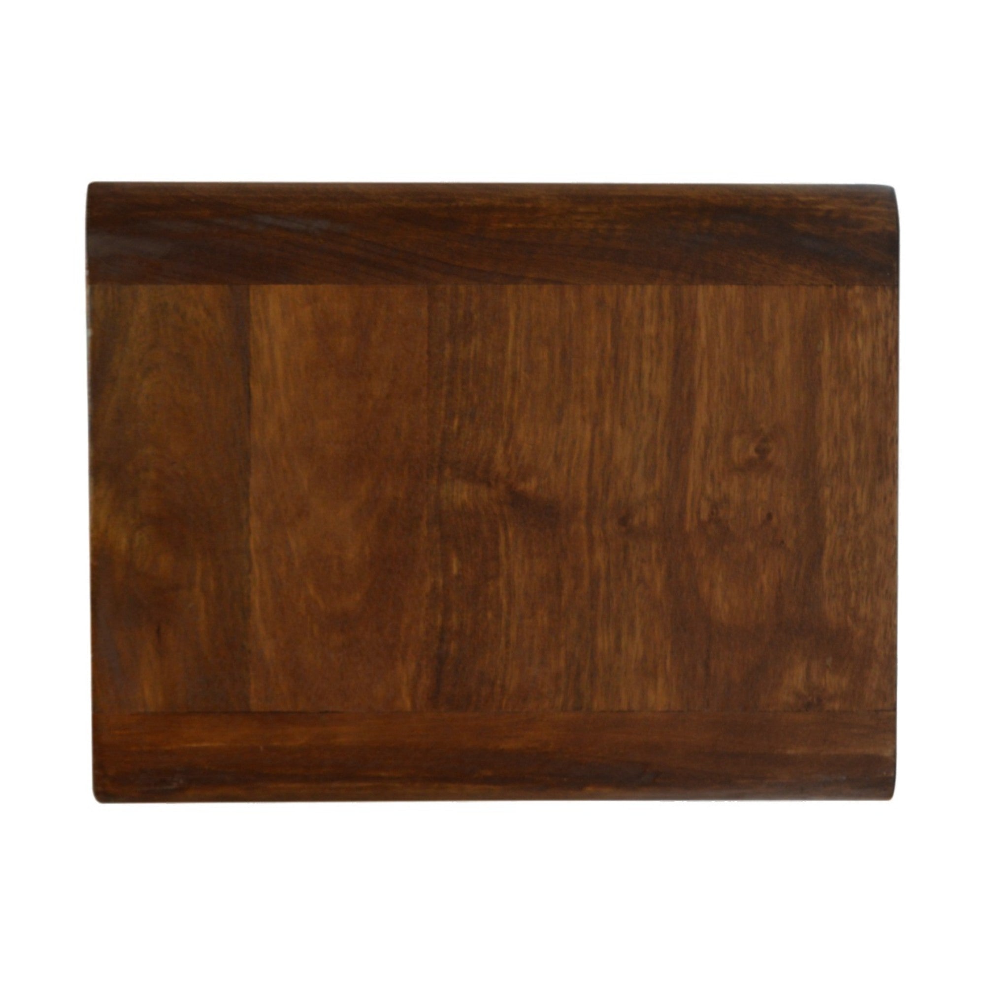 Solid Wood Bedside, Floating Curved with 2 Drawers, Dark Brown