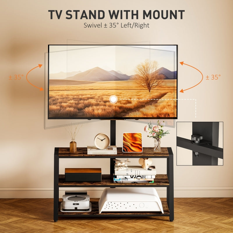 Industrial-Style TV Stand with 35° Swivel Bracket, Dark Brown