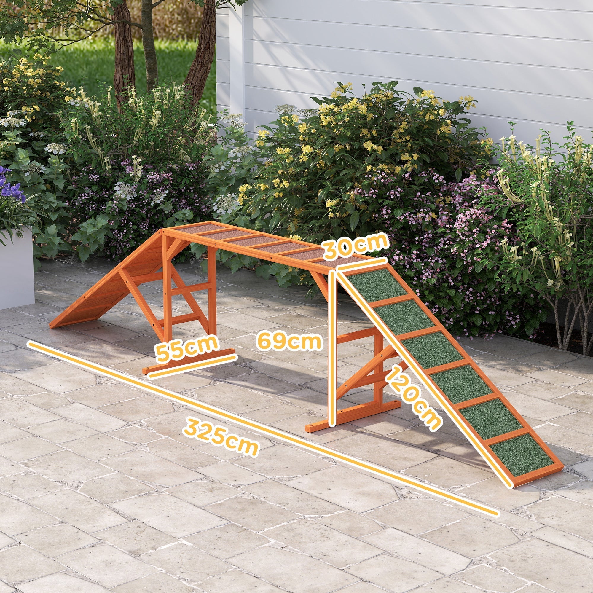 Dog Agility Bridge, Non-Slip Surface, Orange