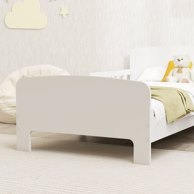 Children's Bed with Safety Rails, Toddler Bed for 3-8 Years, MDF White