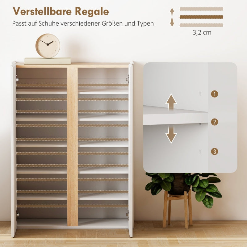 Shoe Cabinet, 6-Tier, 18 Pairs, Wood White
