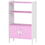 Kinderbücherregal, 2 Ablagen 2 Schränke freistehend, Pink+Weiß MDF