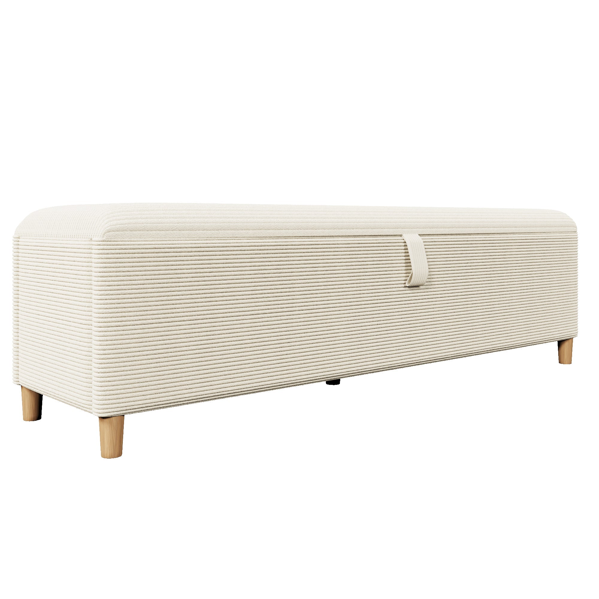 Bed Bench with Hydraulic Storage, 165 x 38 cm, Beige Corduroy