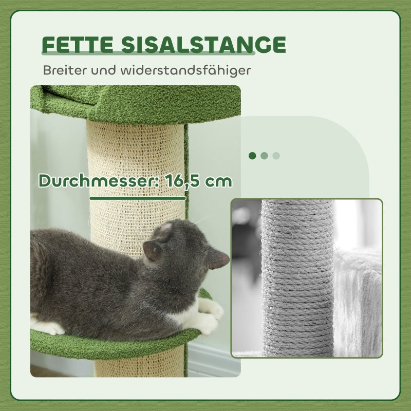 Cat Tree 91cm Play Tree with Bed, Lambswool Green