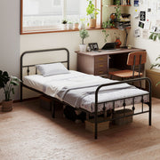 Bed Frame, Foldable, 82.5 cm High, Metal, Black