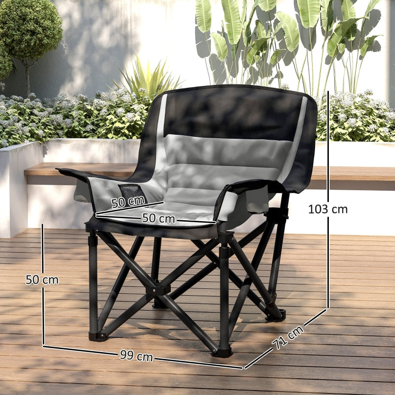 Portable Camping Chair, Padded with Carry Bag - Black/Grey