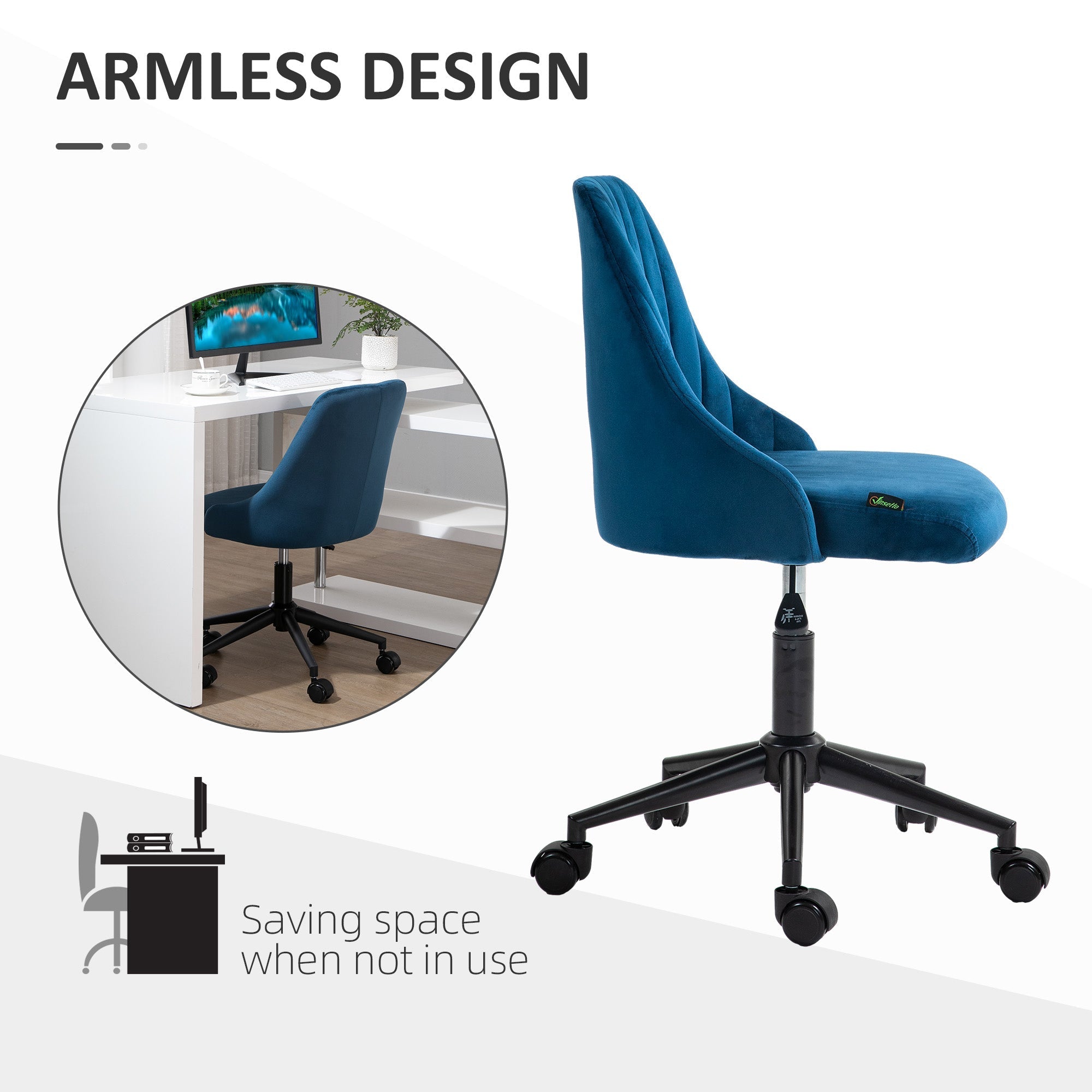 Office Chair Swivel Height Adjustable Ergonomic Desk Chair, Blue